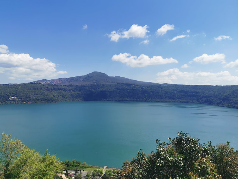 A beautiful view of Lake Albano, commonly known as Castelgandolfo. The final stop after our tour of Lake Nemi and its town